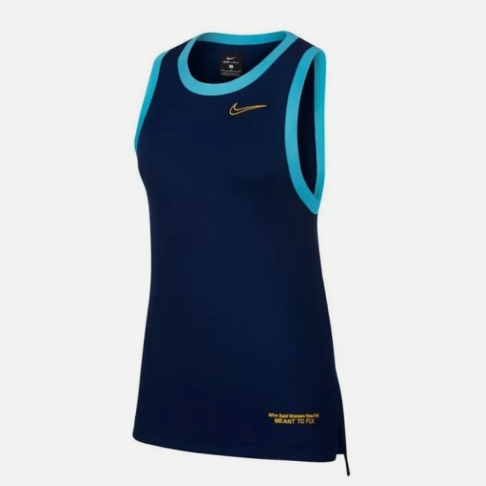NWT Nike BV9237-492 Basketball Dri-FIT Sleeveless Tank Blue (L) Womens